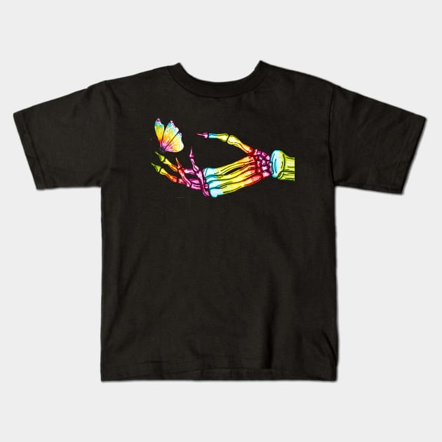 Skeleton Hand Kids T-Shirt by Art by Rory 